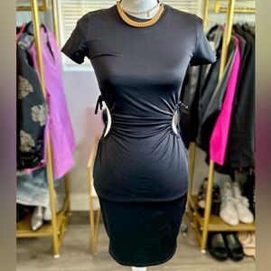 Black Cut Out Mini Dress H&M Short Sleeve Stretch